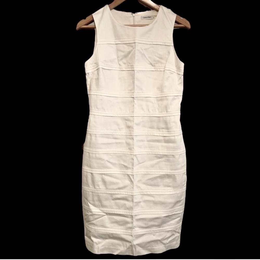 Calvin Klein white striped sheath dress